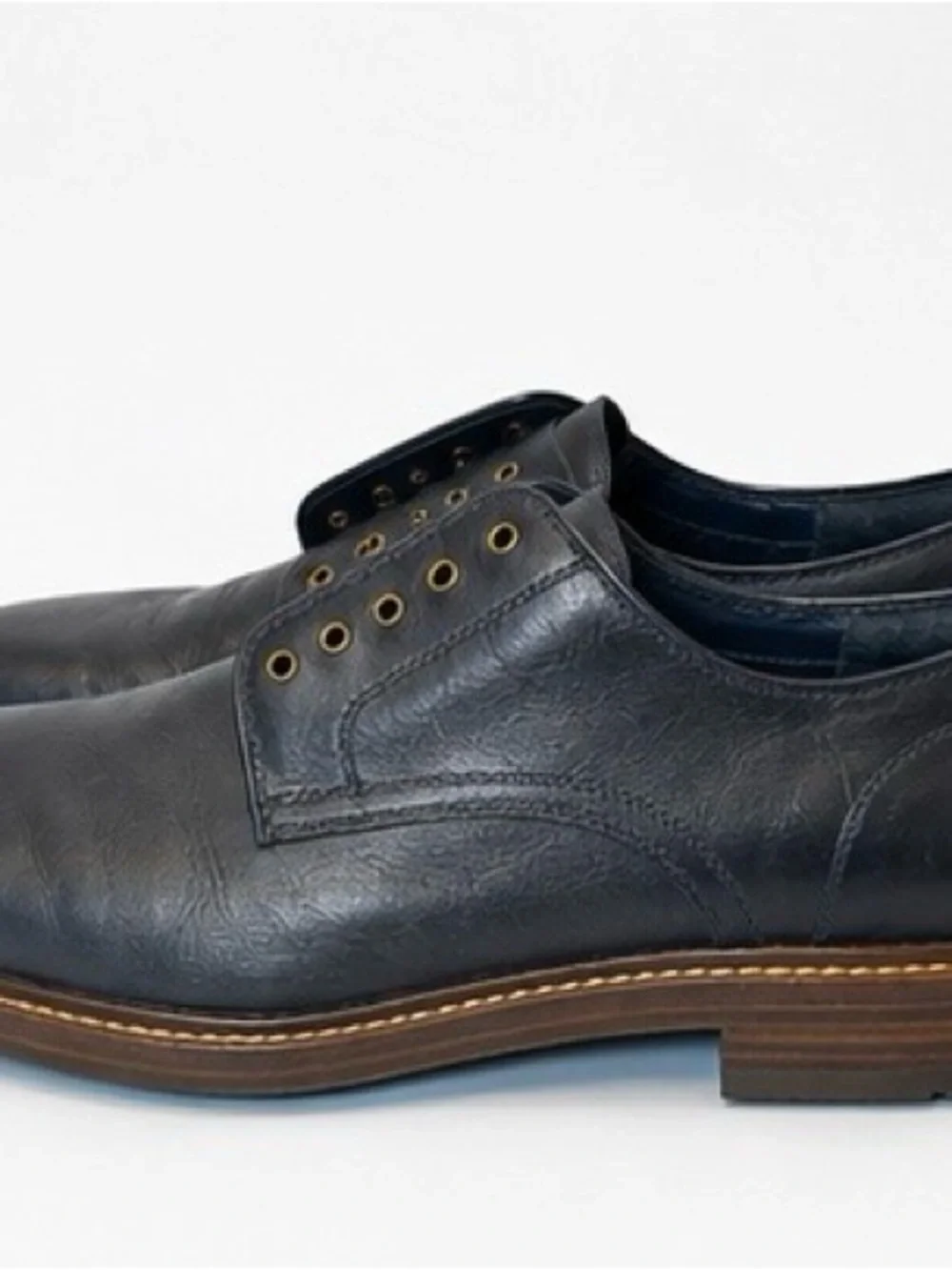 Cole Haan Navy Leather Derby/Oxford Shoes with Brass Eyelets
